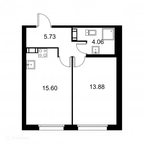 Планировка 1 комн. в ЖК Квартал Заречье