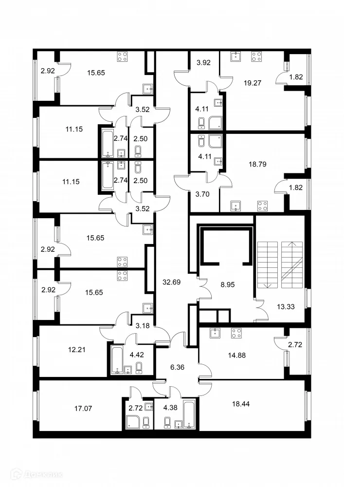 Планировка студии квартиры 27.51 м² в ЖК Квартал Заречье, г. Санкт-Петербург — фото 2