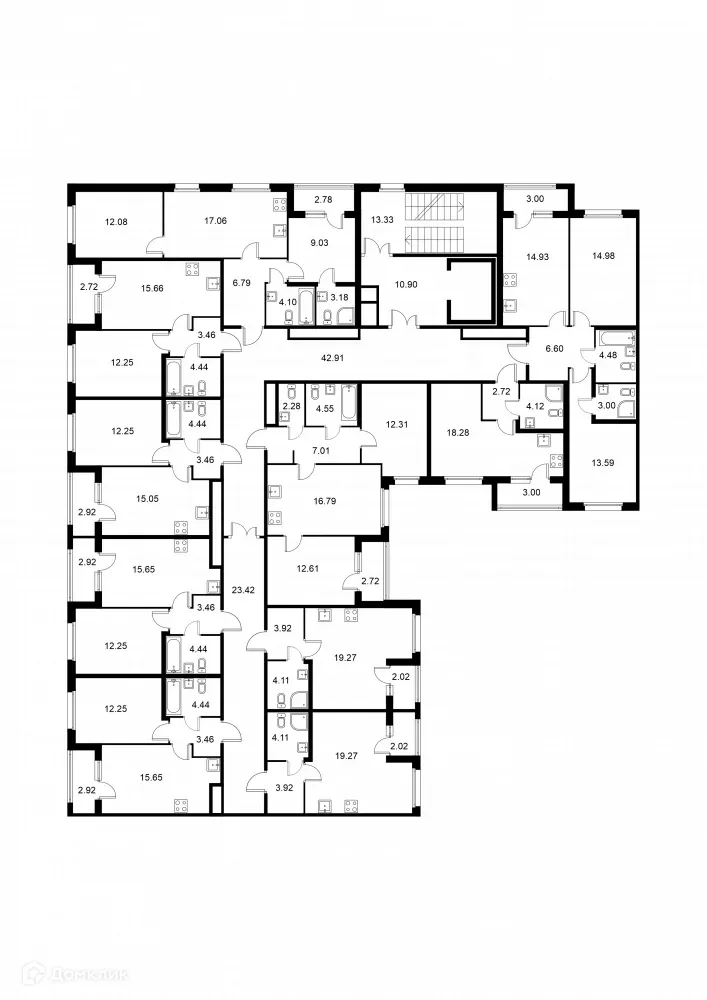 Планировка 2-комнатной квартиры 59.08 м² в ЖК Квартал Заречье, г. Санкт-Петербург — фото 2