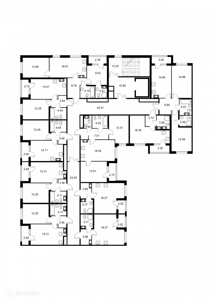 Планировка 1-комнатной квартиры 36.59 м² в ЖК Квартал Заречье, г. Санкт-Петербург — фото 2