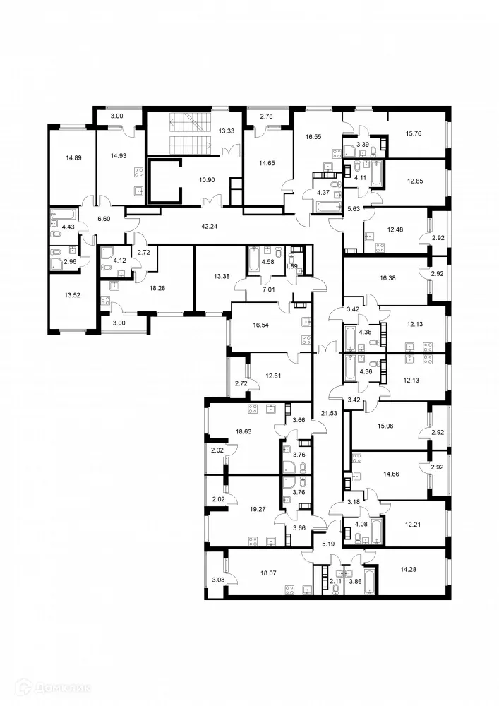 Планировка 2-комнатной квартиры 57.37 м² в ЖК Квартал Заречье, г. Санкт-Петербург — фото 2