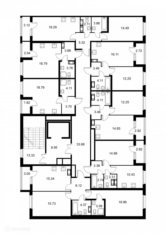Планировка 1-комнатной квартиры 45.63 м² в ЖК Квартал Заречье, г. Санкт-Петербург — фото 2