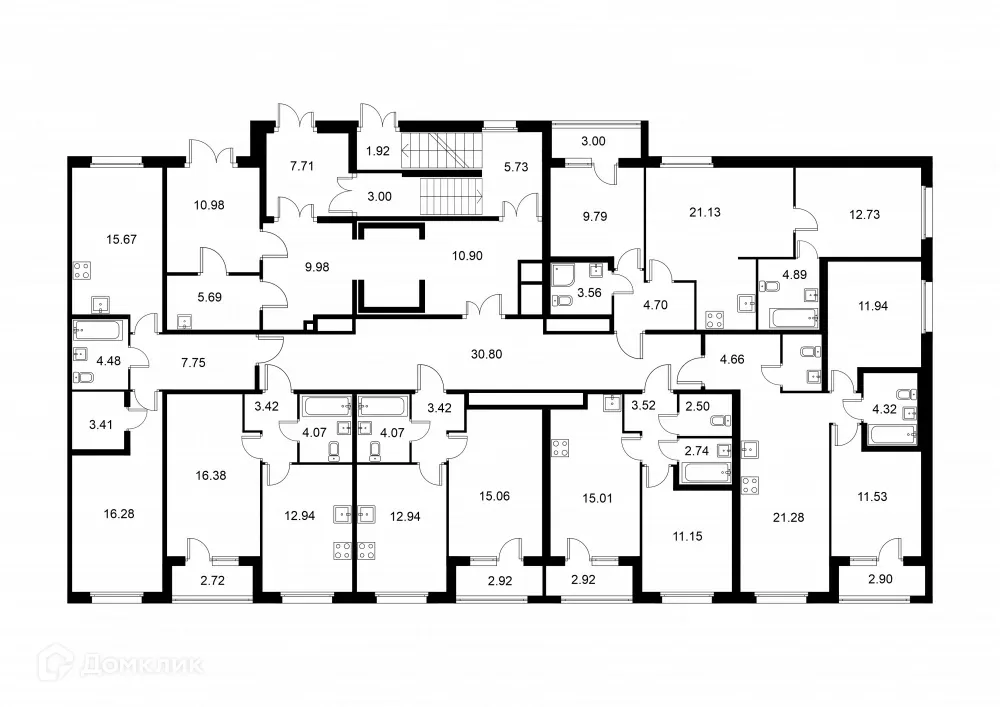Планировка 1-комнатной квартиры 47.59 м² в ЖК Квартал Заречье, г. Санкт-Петербург — фото 2