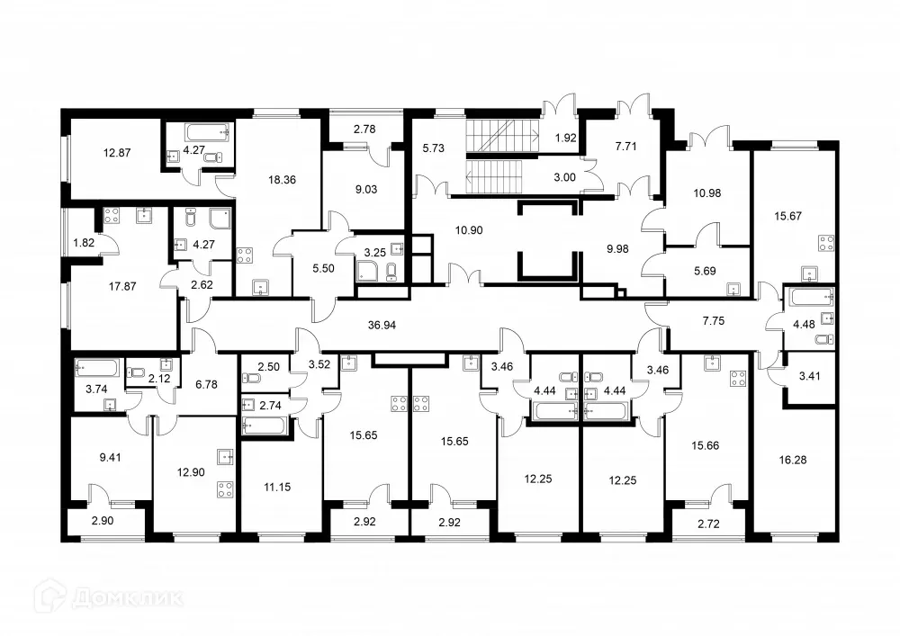 Планировка 2-комнатной квартиры 54.67 м² в ЖК Квартал Заречье, г. Санкт-Петербург — фото 2