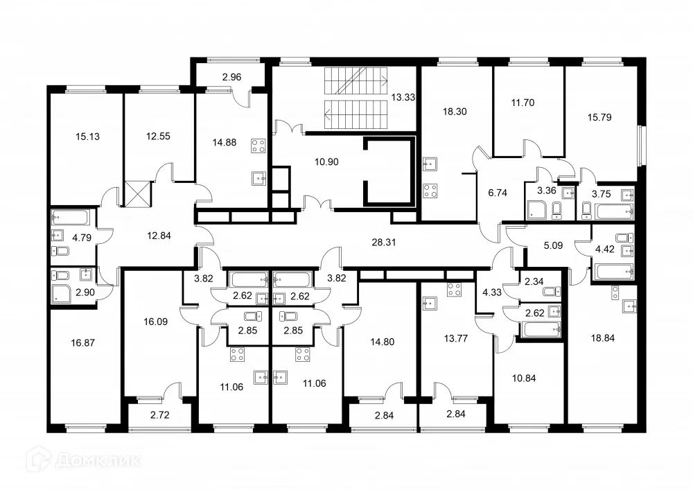 Планировка 2-комнатной квартиры 59.64 м² в ЖК Квартал Заречье, г. Санкт-Петербург — фото 2