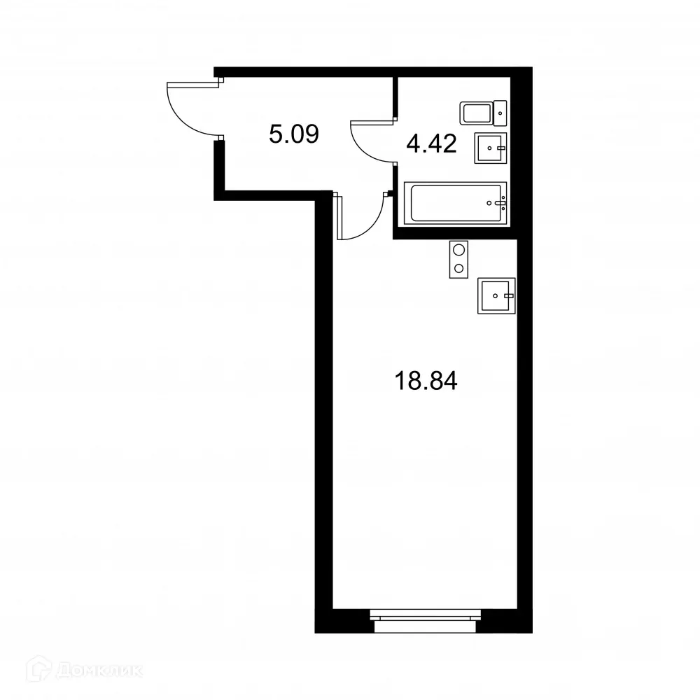 Планировка студии квартиры 28.35 м² в ЖК Квартал Заречье, г. Санкт-Петербург — фото 1