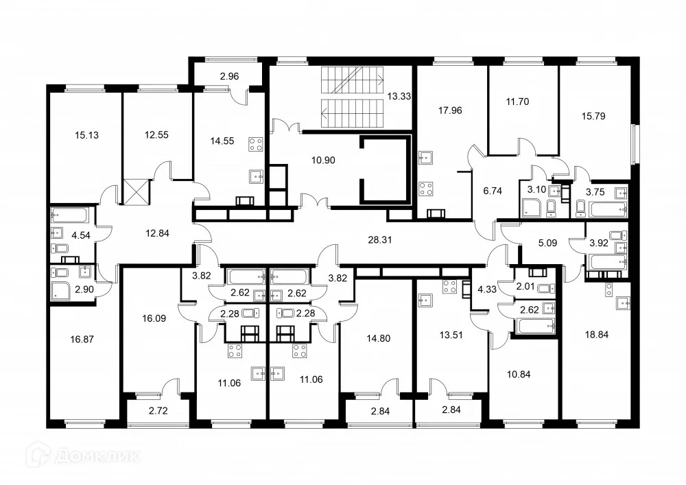 Планировка 2-комнатной квартиры 59.04 м² в ЖК Квартал Заречье, г. Санкт-Петербург — фото 2