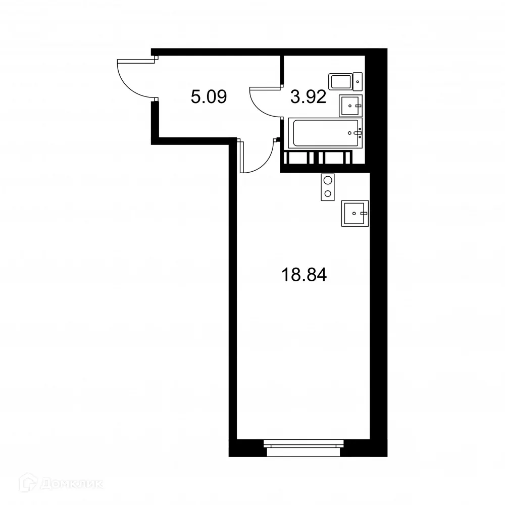 Планировка студии квартиры 27.85 м² в ЖК Квартал Заречье, г. Санкт-Петербург — фото 1