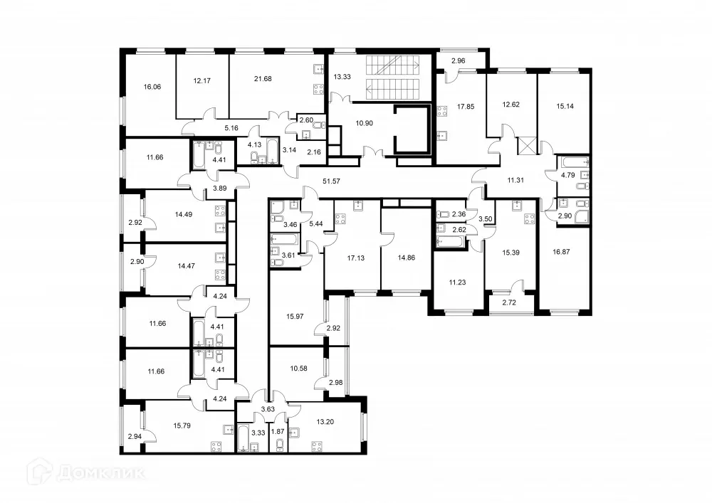 Планировка 2-комнатной квартиры 67.1 м² в ЖК Квартал Заречье, г. Санкт-Петербург — фото 2