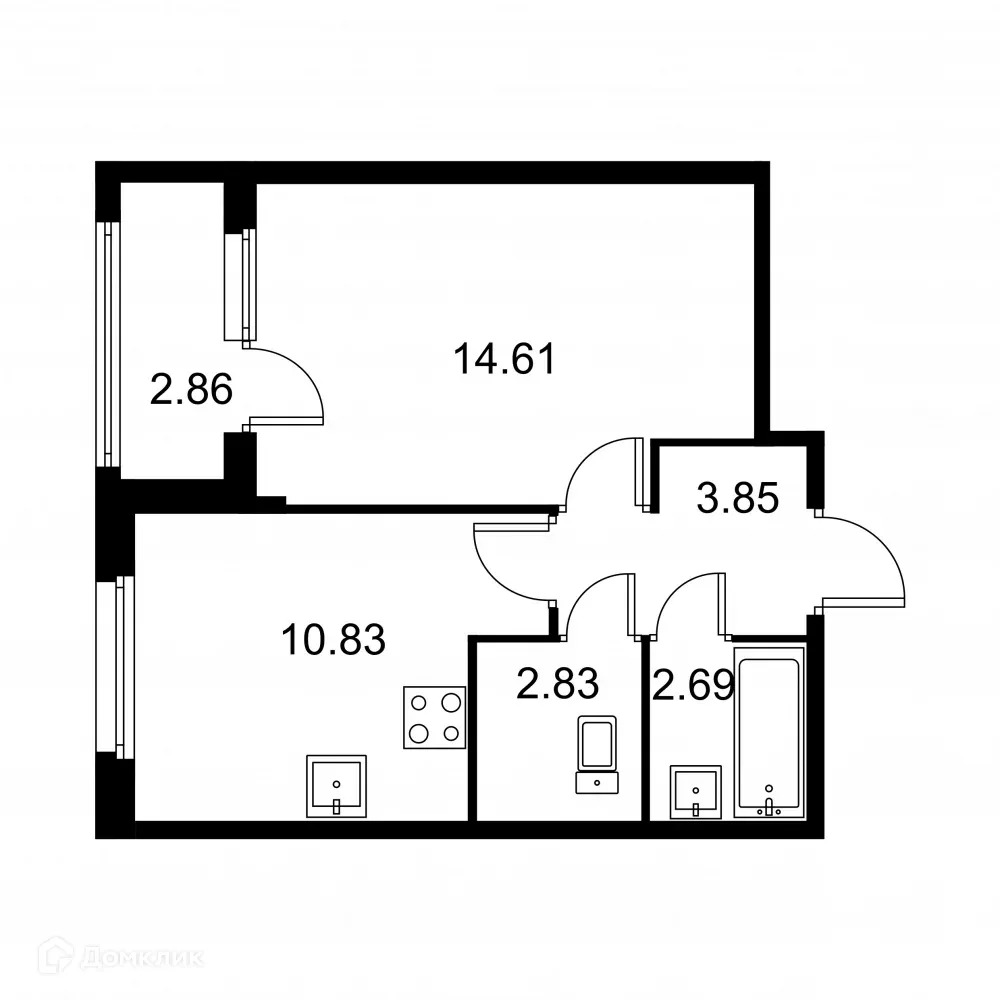 Планировка 1-комнатной квартиры 36.24 м² в ЖК Квартал Заречье, г. Санкт-Петербург — фото 1
