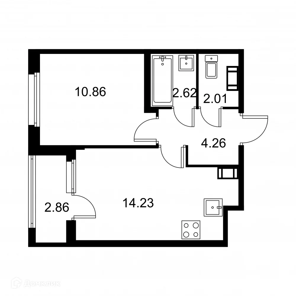 Планировка 1-комнатной квартиры 35.41 м² в ЖК Квартал Заречье, г. Санкт-Петербург — фото 1