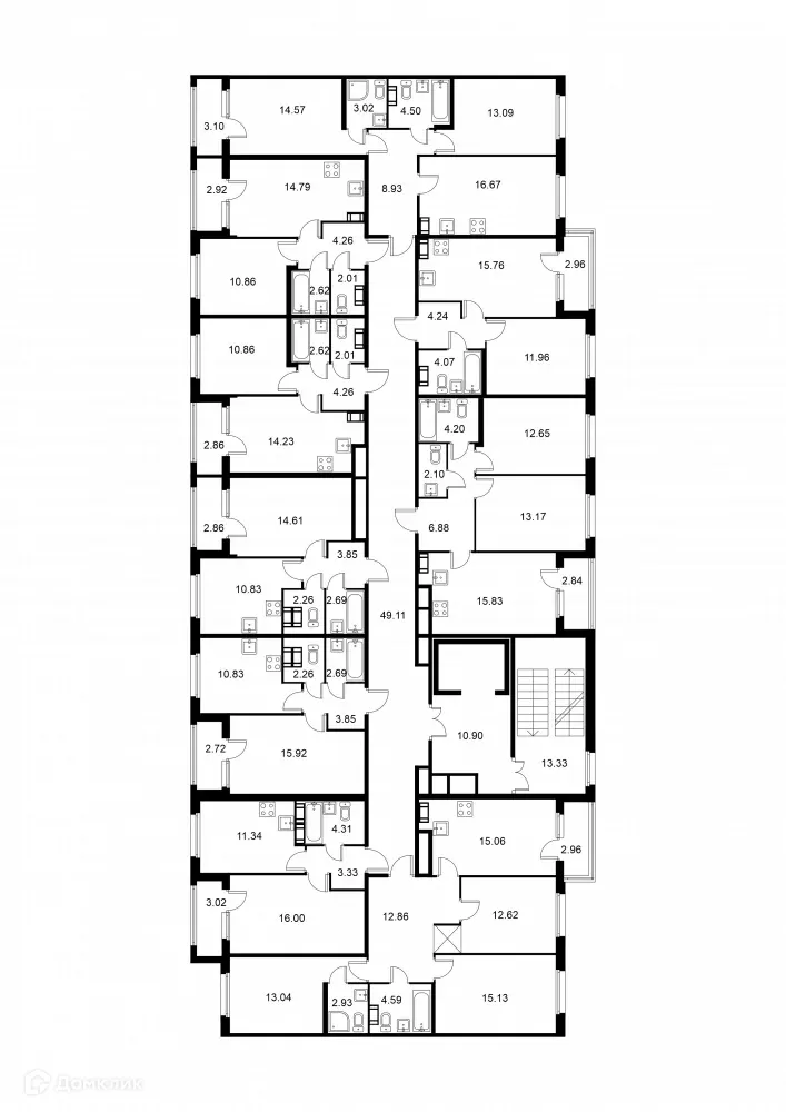 Планировка 2-комнатной квартиры 62.33 м² в ЖК Квартал Заречье, г. Санкт-Петербург — фото 2