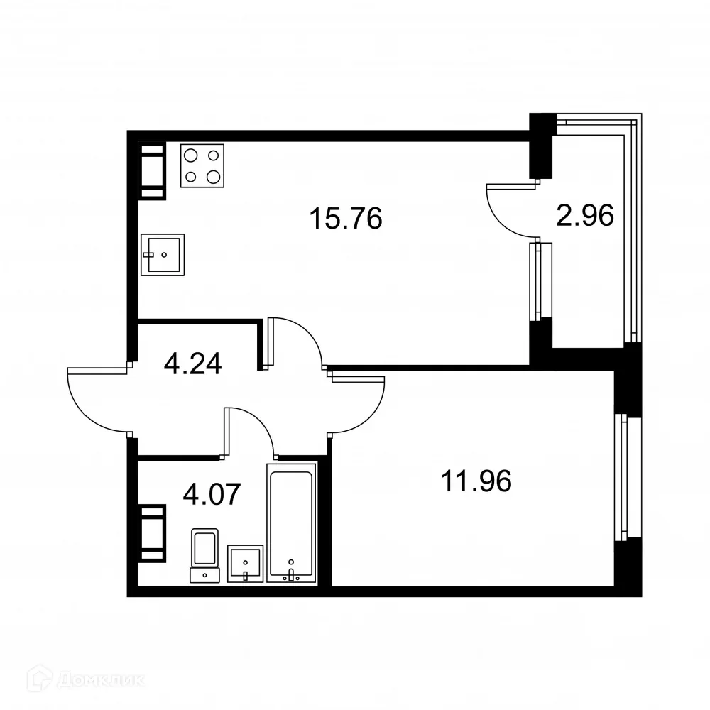 Планировка 1-комнатной квартиры 37.51 м² в ЖК Квартал Заречье, г. Санкт-Петербург — фото 1