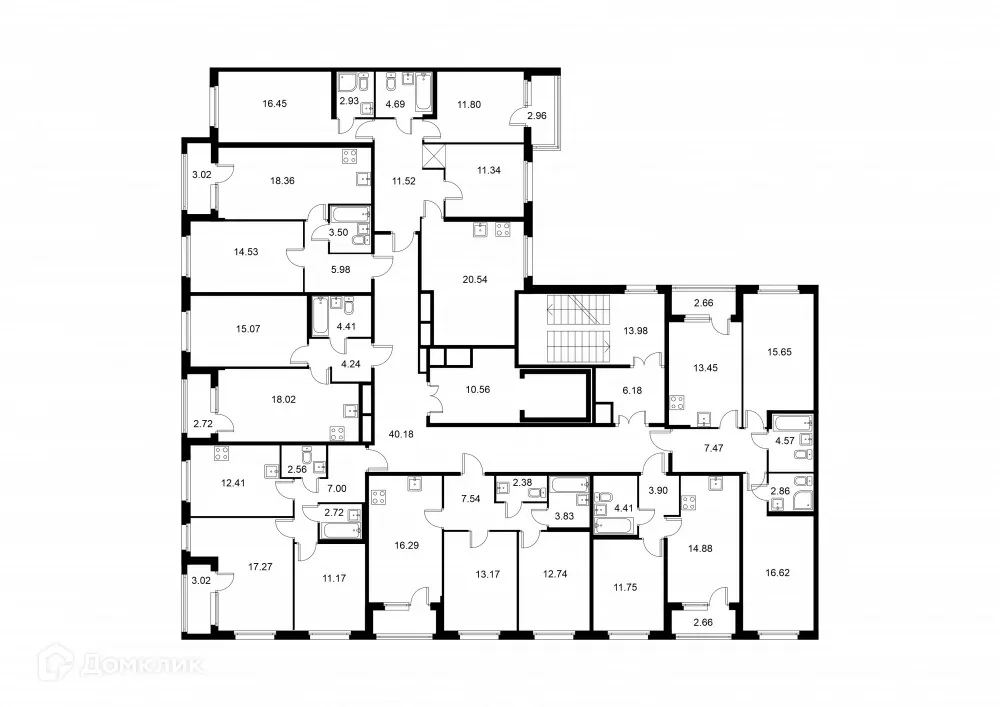 Планировка 2-комнатной квартиры 61.95 м² в ЖК Квартал Заречье, г. Санкт-Петербург — фото 2