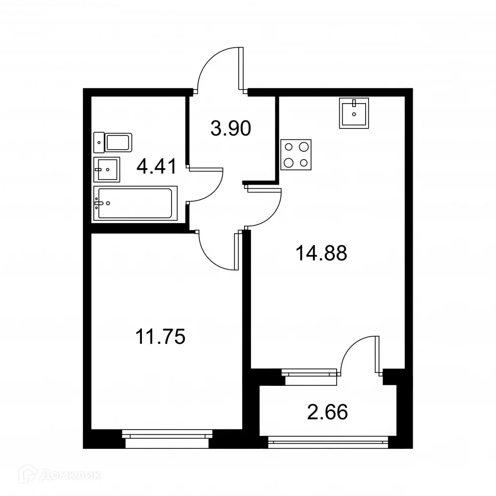 Планировка 1-комнатной квартиры 36.27 м² в ЖК Квартал Заречье, г. Санкт-Петербург — фото 1