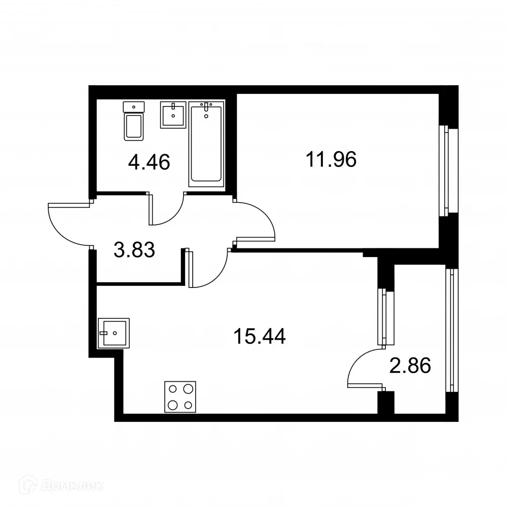 Планировка 1-комнатной квартиры 37.12 м² в ЖК Квартал Заречье, г. Санкт-Петербург — фото 1
