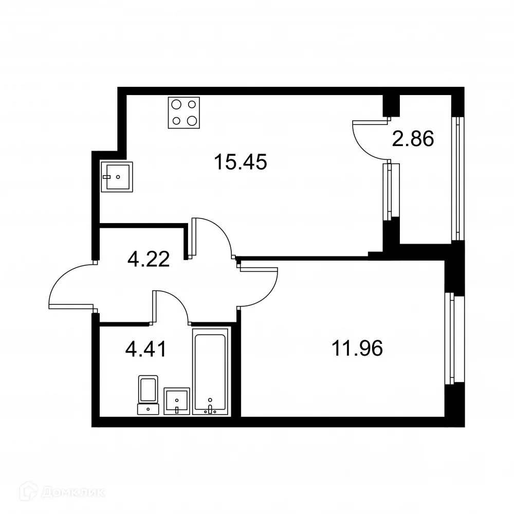 Планировка 1-комнатной квартиры 37.47 м² в ЖК Квартал Заречье, г. Санкт-Петербург — фото 1