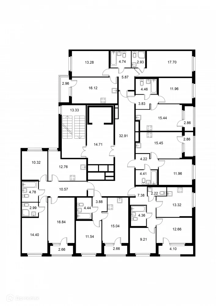 Планировка 2-комнатной квартиры 51.2 м² в ЖК Квартал Заречье, г. Санкт-Петербург — фото 2
