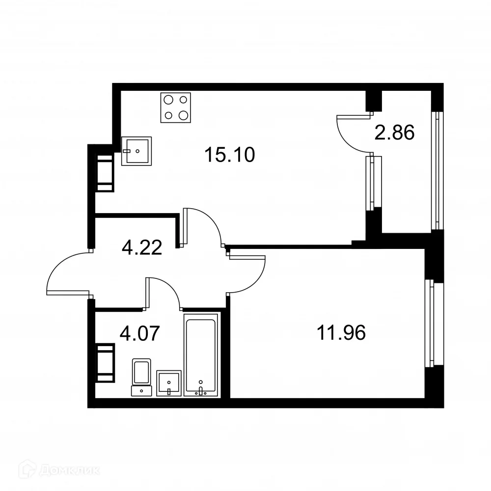Планировка 1-комнатной квартиры 36.78 м² в ЖК Квартал Заречье, г. Санкт-Петербург — фото 1