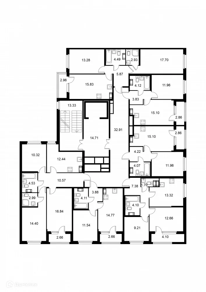 Планировка 1-комнатной квартиры 36.78 м² в ЖК Квартал Заречье, г. Санкт-Петербург — фото 2