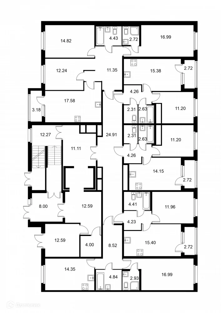 Планировка 1-комнатной квартиры 37.36 м² в ЖК Квартал Заречье, г. Санкт-Петербург — фото 2