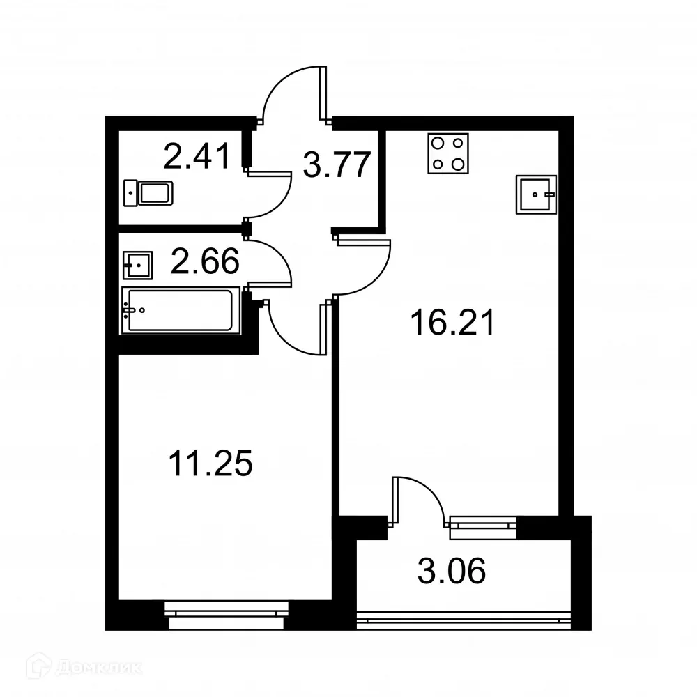 Планировка 1-комнатной квартиры 37.83 м² в ЖК Квартал Заречье, г. Санкт-Петербург — фото 1