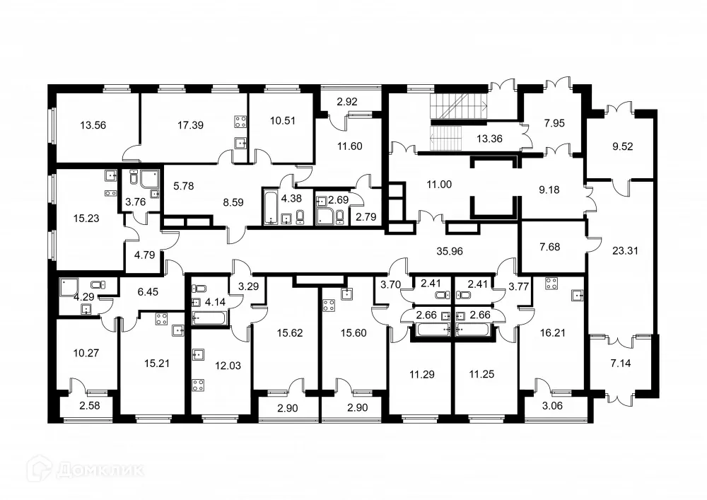 Планировка 1-комнатной квартиры 37.11 м² в ЖК Квартал Заречье, г. Санкт-Петербург — фото 2