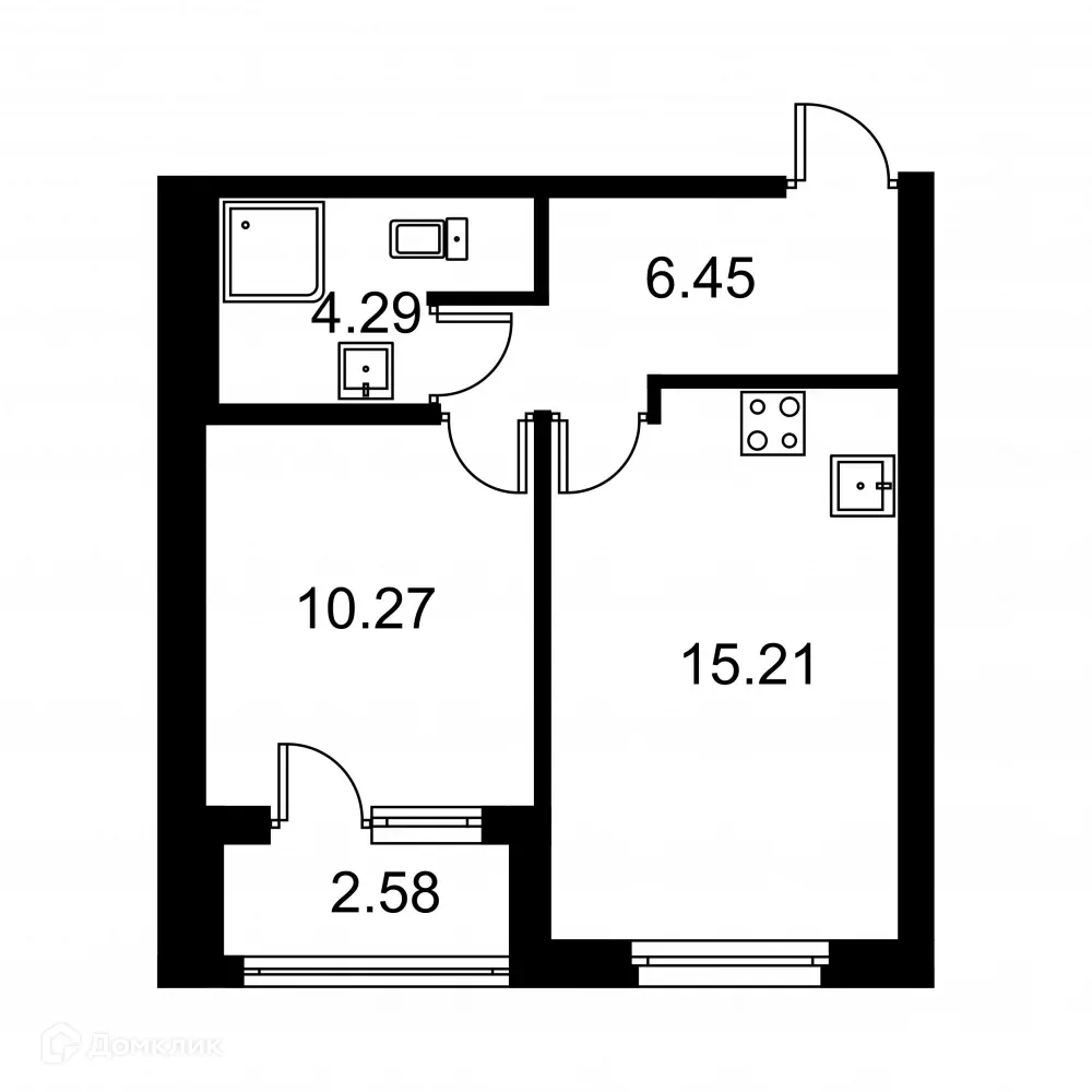 Планировка 1-комнатной квартиры 37.51 м² в ЖК Квартал Заречье, г. Санкт-Петербург — фото 1
