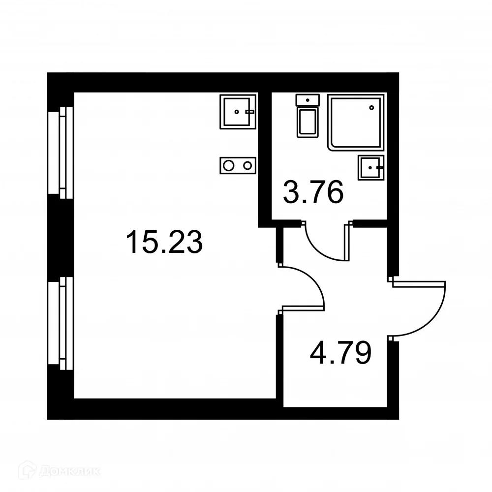 Планировка студии квартиры 23.78 м² в ЖК Квартал Заречье, г. Санкт-Петербург — фото 1