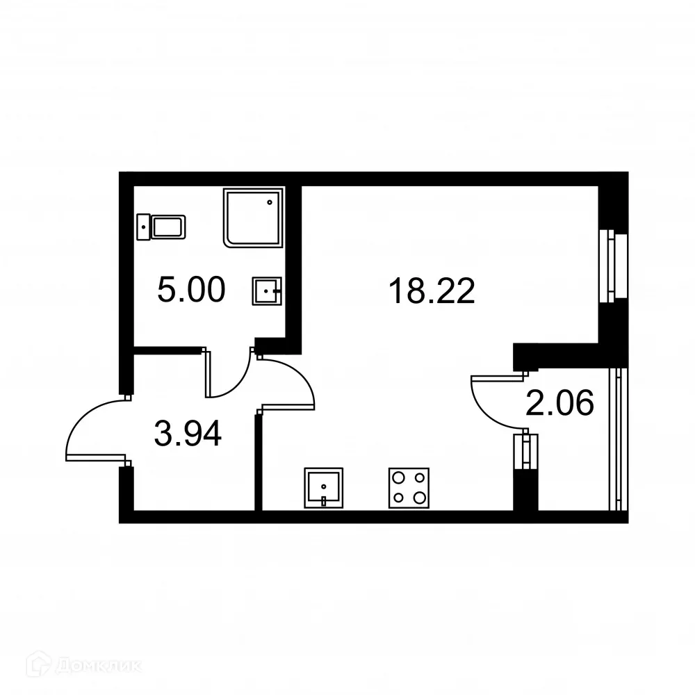 Планировка студии квартиры 28.19 м² в ЖК Квартал Заречье, г. Санкт-Петербург — фото 1