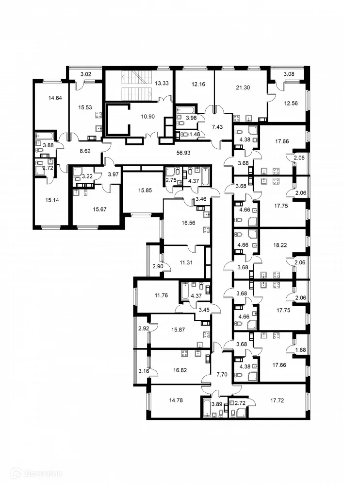 Планировка студии квартиры 27.12 м² в ЖК Квартал Заречье, г. Санкт-Петербург — фото 2