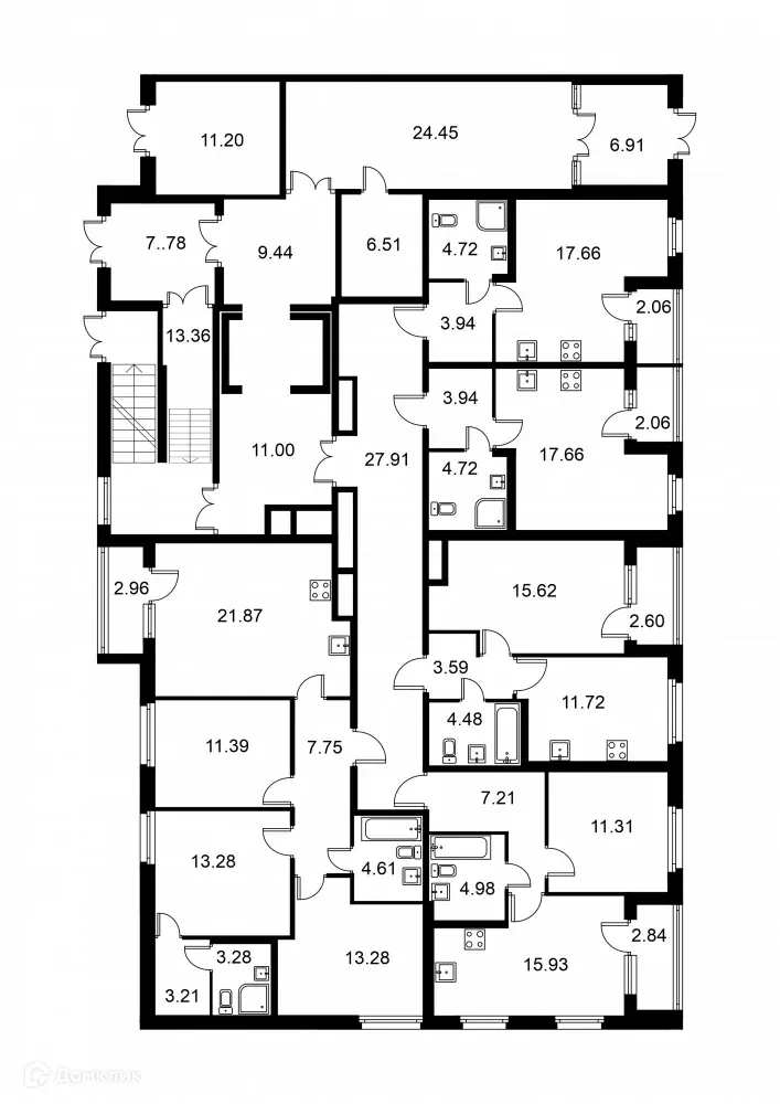 Планировка 3-комнатной квартиры 80.13 м² в ЖК Квартал Заречье, г. Санкт-Петербург — фото 2