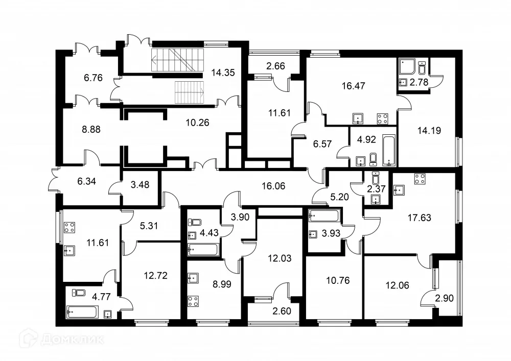 Планировка 2-комнатной квартиры 57.87 м² в ЖК Квартал Заречье, г. Санкт-Петербург — фото 2