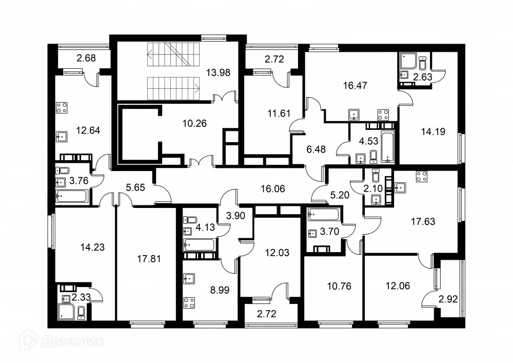 Планировка 2-комнатной квартиры 57.1 м² в ЖК Квартал Заречье, г. Санкт-Петербург — фото 2