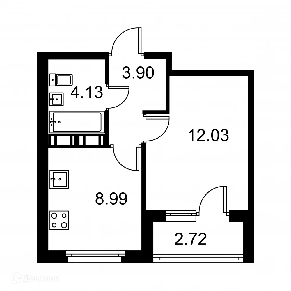 Планировка 1-комнатной квартиры 30.24 м² в ЖК Квартал Заречье, г. Санкт-Петербург — фото 1