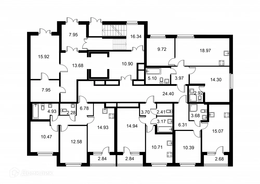 Планировка 2-комнатной квартиры 54.98 м² в ЖК Квартал Заречье, г. Санкт-Петербург — фото 2