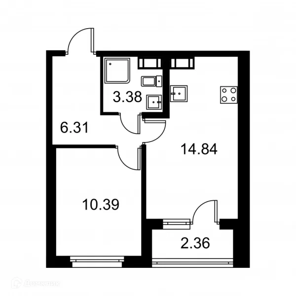 Планировка 1 комн. в ЖК Квартал Заречье