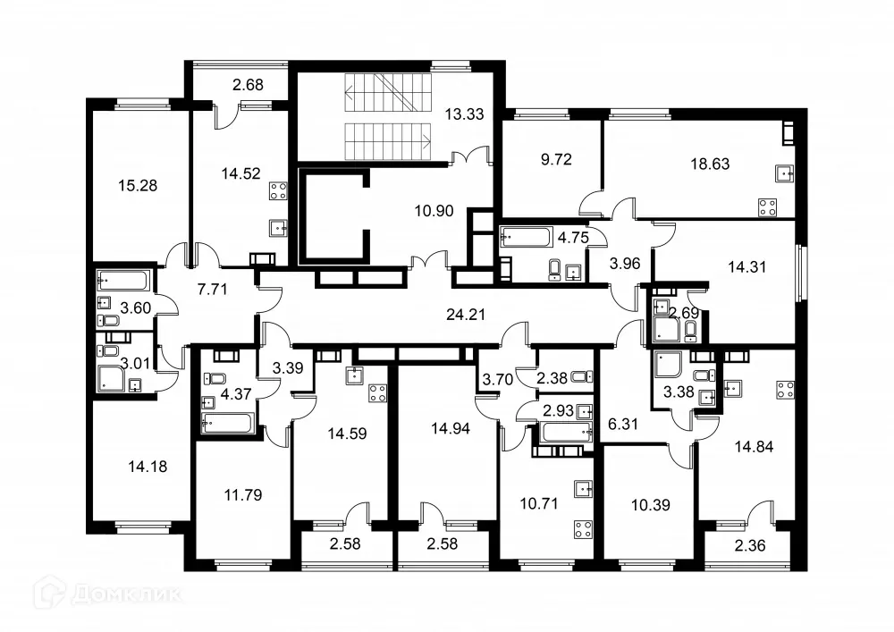 Планировка 1-комнатной квартиры 35.95 м² в ЖК Квартал Заречье, г. Санкт-Петербург — фото 2