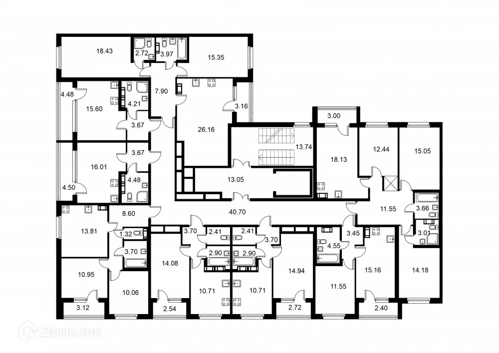 Планировка 3-комнатной квартиры 79.52 м² в ЖК Квартал Заречье, г. Санкт-Петербург — фото 2