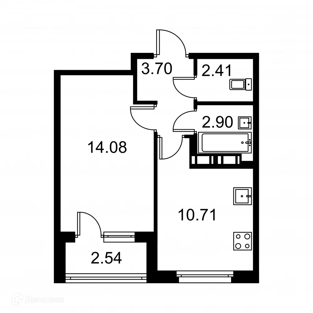 Планировка 1-комнатной квартиры 35.07 м² в ЖК Квартал Заречье, г. Санкт-Петербург — фото 1