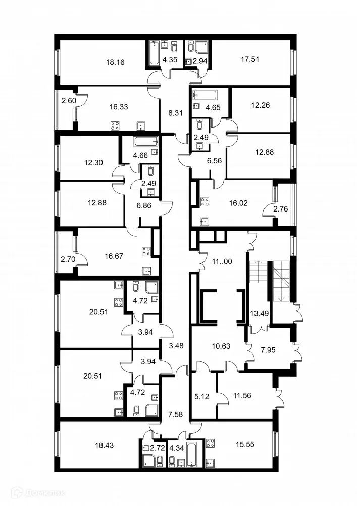 Планировка 2-комнатной квартиры 68.9 м² в ЖК Квартал Заречье, г. Санкт-Петербург — фото 2