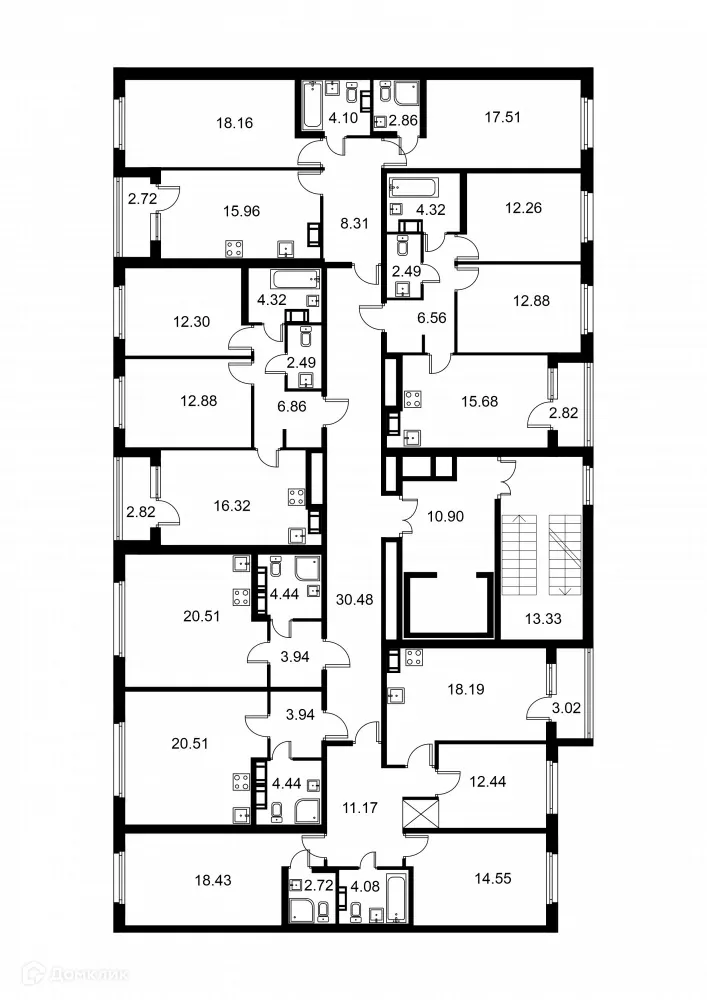 Планировка 3-комнатной квартиры 83.09 м² в ЖК Квартал Заречье, г. Санкт-Петербург — фото 2