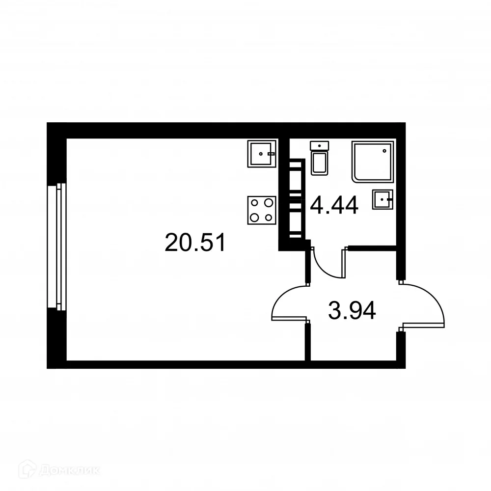 Планировка студии квартиры 28.89 м² в ЖК Квартал Заречье, г. Санкт-Петербург — фото 1