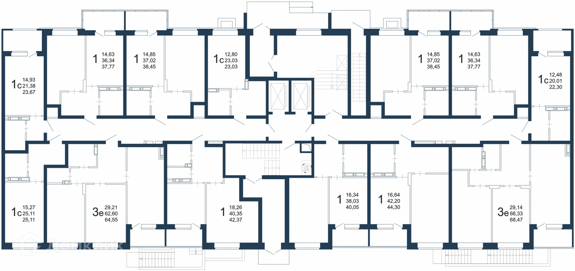 Планировка 1-комнатной квартиры 44.3 м² в ЖК ТИТУЛ, г. Воронеж — фото 13