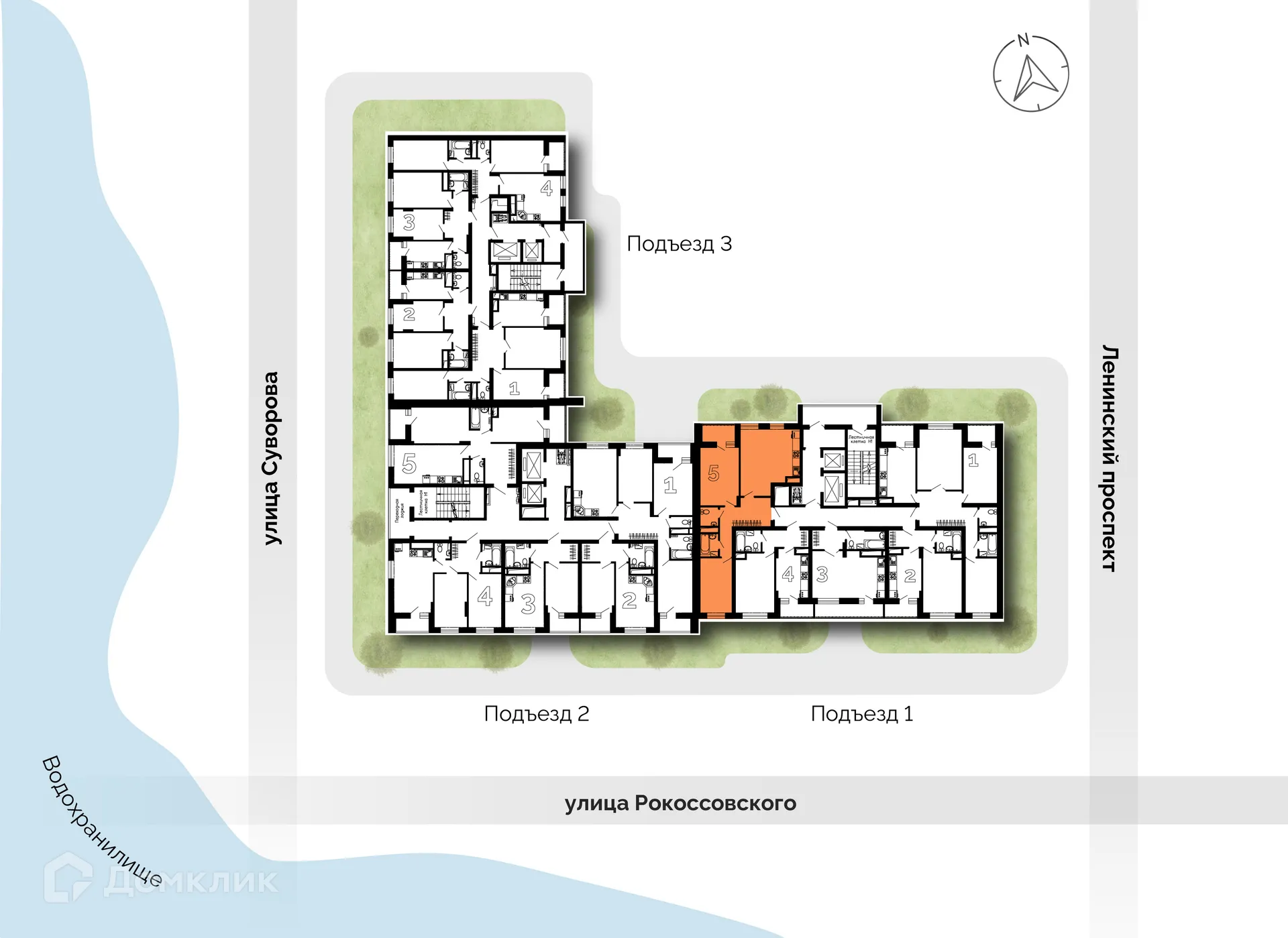 Планировка 3-комнатной квартиры 66.9 м² в ЖК Лето, г. Воронеж — фото 3