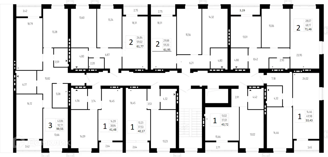Планировка 2-комнатной квартиры 71.46 м² в ЖК ОНЕГИН, г. Волгоград — фото 3