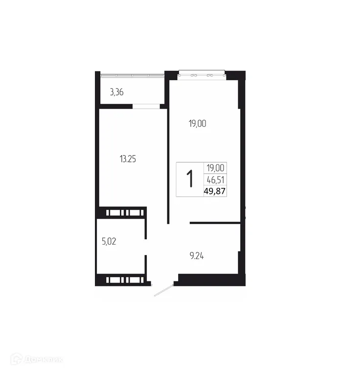 Планировка 1-комнатной квартиры 49.87 м² в ЖК ДУЭТ, г. Волгоград — фото 10