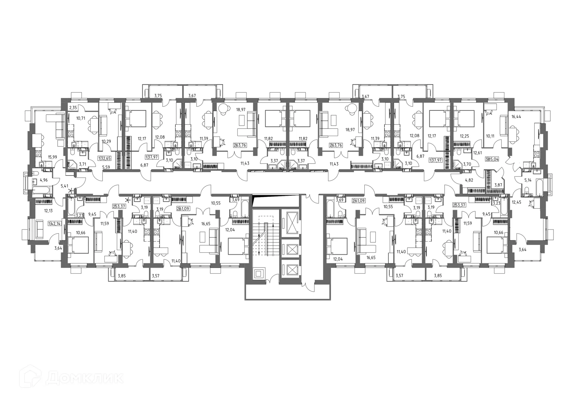 Планировка 2-комнатной квартиры 61.09 м² в ЖК Фаренгейт, г. Волгоград — фото 4