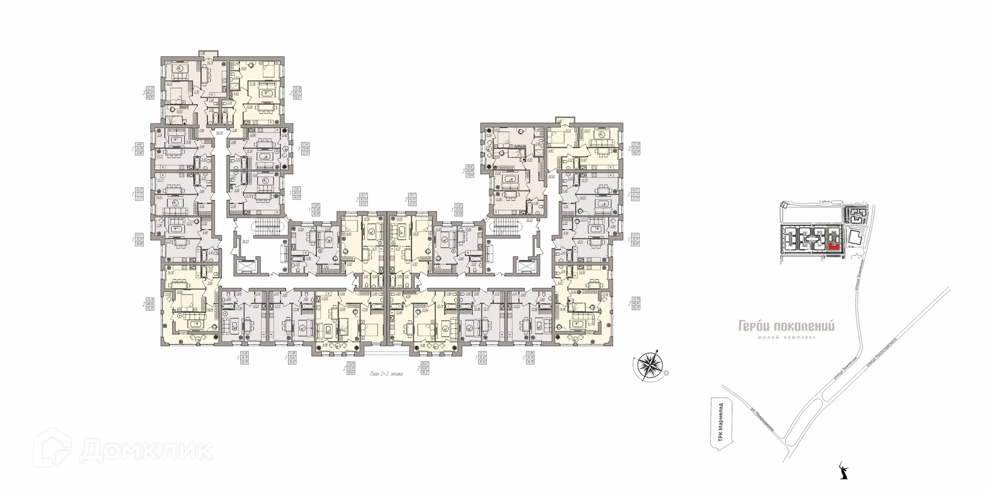 Планировка 2-комнатной квартиры 55.57 м² в ЖК Герои, г. Волгоград — фото 4