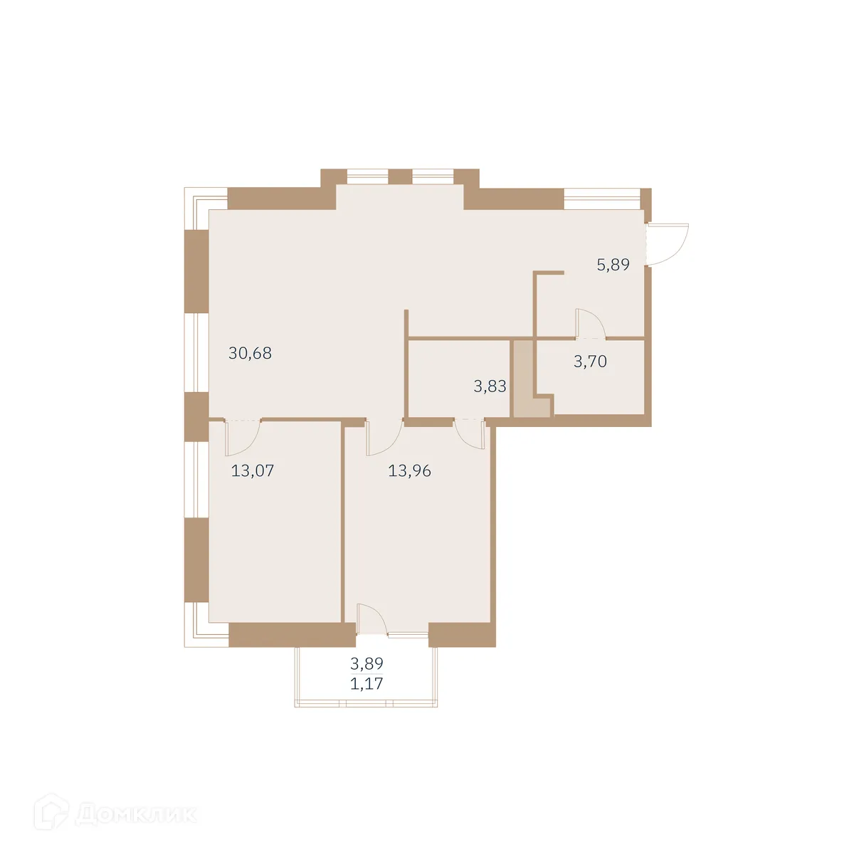 Планировка 2-комнатной квартиры 72.3 м² в ЖК Talento (Таленто), г. Санкт-Петербург — фото 2
